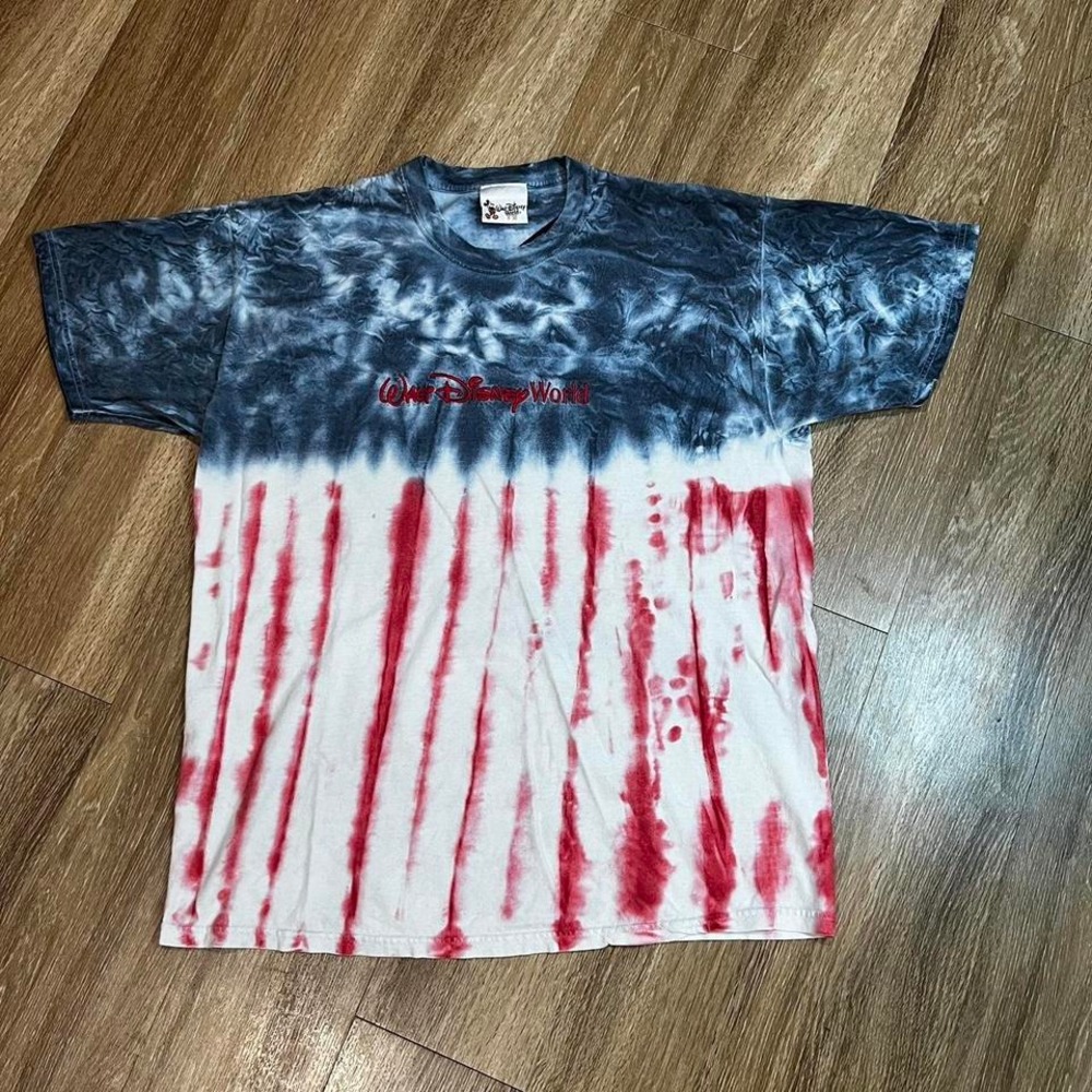 vintage y2k walt disney world red white and blue tie‎ dyed t shirt